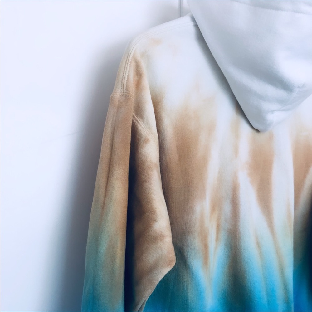 🔴SOLD🔴Tie Dye Golden Blue Colorblock NEW Hoodie - Picture 6 of 14